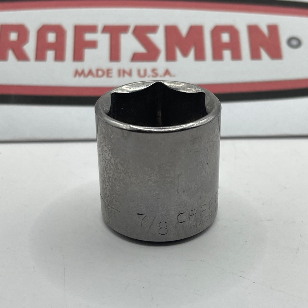 Craftsman 7/8 Socket 3/8 Drive 6 Point 43013 GI Made in USA Vintage Chrome SAE